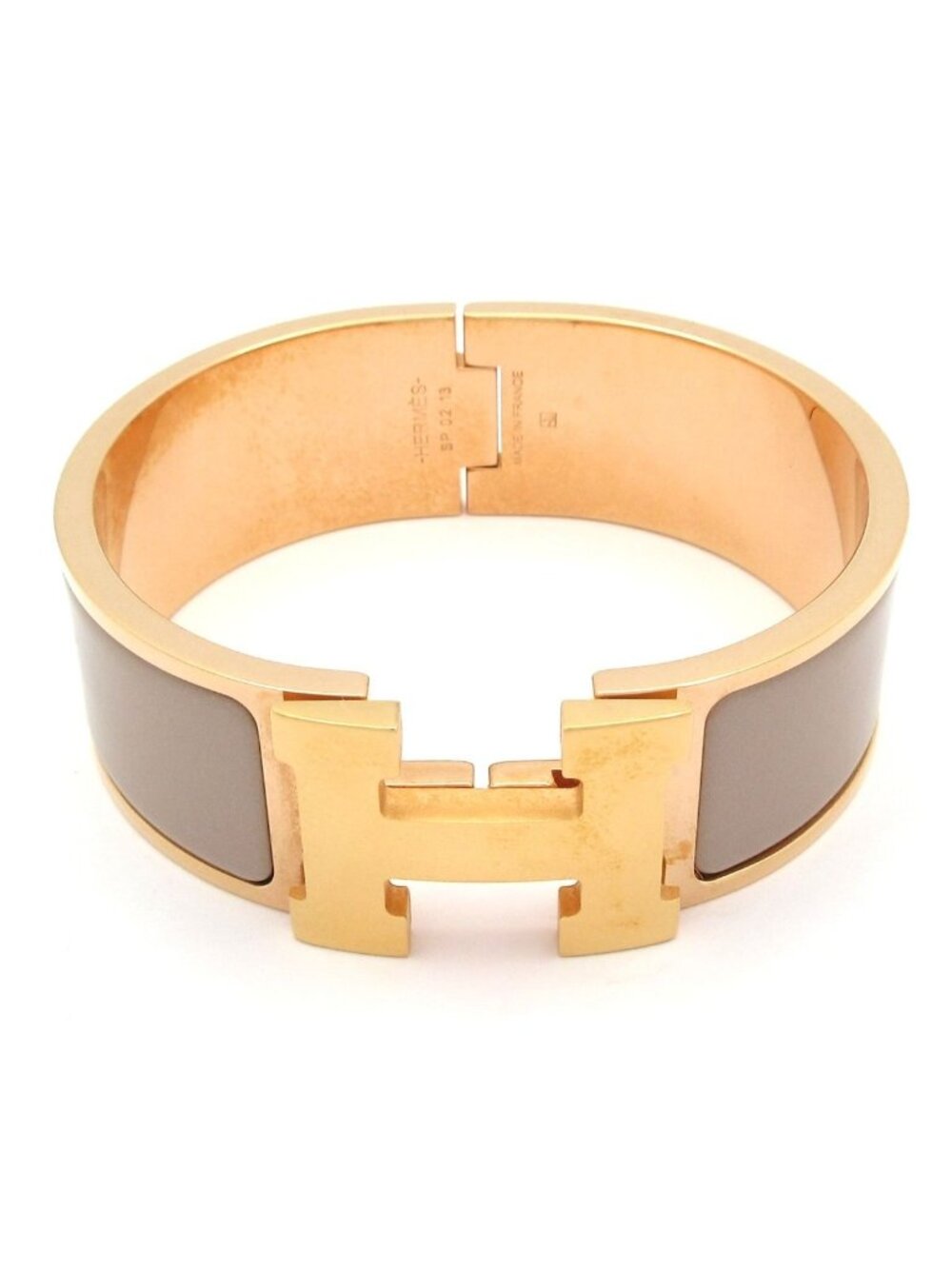 Hermes Bangle Clic Clac Pink Gold Gray Ju Bracelet